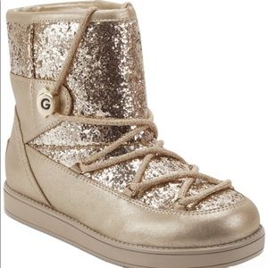 Gold G by Guess Fur Lined Sequin Boots